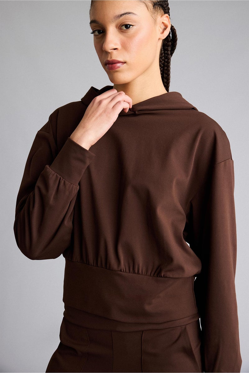 DeFacto Brown Woman Sports Hoodie Casual - Image 3